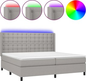 vidaXL Κρεβάτι Boxspring με Στρώμα &amp; LED Αν.Γκρι 200x200εκ. Υφασμάτινο