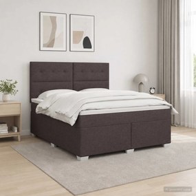 vidaXL Κρεβάτι box spring με στρώμα Σκούρο Καφέ 140 x 200 cm Ύφασμα