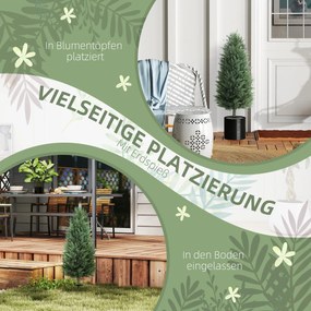 HOMCOM Σετ 2 Τεχνητών Φυτών, Τεχνητές Κυπαρίσσια με 831 Φύλλα το καθένα, Πολυχρηστικά, Πράσινο