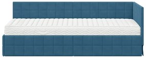 vidaXL Κρεβάτι γωνίας με στρώμα με κεφαλάρι 2 pcs Μπλε Βελούδο