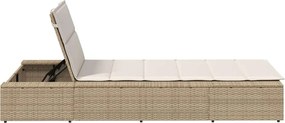 vidaXL Ξαπλώστρα με αιωρούμενο μαξιλάρι Μπεζ Poly Rattan