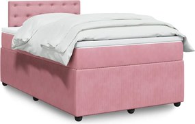 vidaXL Κρεβάτι Boxspring με Στρώμα Ροζ 120x190 εκ. Βελούδινο
