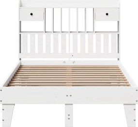 vidaXL Σκελετός Κρεβ. Χωρίς Στρώμα Λευκό 135x190 εκ Μασίφ Πεύκο