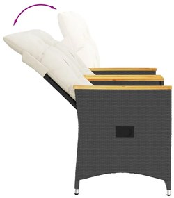 vidaXL Καναπές Κήπου Ανακλινόμενος Διθέσιος με Τραπέζι Συνθ Ρατάν