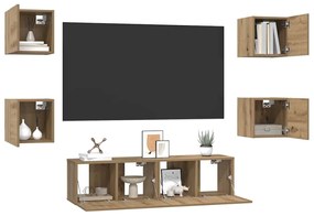 vidaXL Σετ επίπλου τηλεόρασης 6 pcs artisan δρυς 60 x 30 x 30 cm
