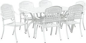 vidaXL Σέτ φαγητού για κήπο 7 pcs Λευκό Αλουμίνιο