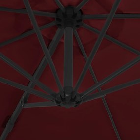 Ομπρέλα Κρεμαστή Μπορντό 300 εκ. με Ατσάλινο Ιστό - Κόκκινο
