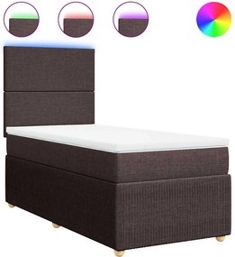 vidaXL Κρεβάτι Boxspring με Στρώμα Σκούρο Καφέ 90x200 εκ. Υφασμάτινο