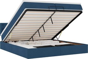 vidaXL Οθωμανικό κρεβάτι με στρώμα μπλε 200x200 cm ύφασμα