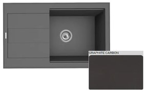 Pyramis Sparta Plus Lux 1B 1D Graphite Carbon Ένθετος Νεροχύτης από Συνθετικό Γρανίτη 78x48cm