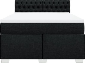 vidaXL Κρεβάτι Boxspring με Στρώμα Μαύρο 140x190 εκ. Υφασμάτινο
