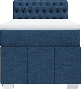 vidaXL Κρεβάτι Boxspring με Στρώμα Μπλε 100 x 200 εκ. Υφασμάτινο