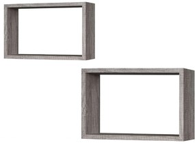 Ράφια Γκρι Δρυς 40x27x12cm-36.5x23.5x12cm 2Τμχ