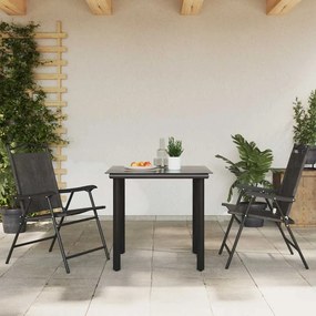 vidaXL Πτυσσόμενες καρέκλες 2 τεμ. Melange Grey Steel και Textilene