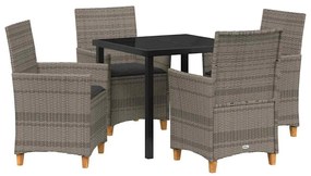 vidaXL Σέτ φαγητού για κήπο 5 pcs Γκρι συνθετικό ρατάν