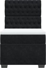 vidaXL Κρεβάτι Boxspring με Στρώμα Μαύρο 100x200 εκ. Βελούδινο