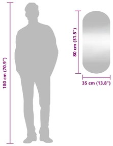 vidaXL Καθρέφτης Τοίχου Οβάλ 35 x 80 εκ. από Γυαλί