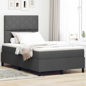 vidaXL Κρεβάτι Box Spring με Στρώμα Σκούρου Γκρι 120x200 εκ Ύφασμα
