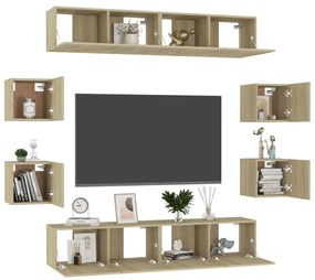 vidaXL Έπιπλα Τηλεόρασης Σετ 8 Τεμαχίων Sonoma Δρυς από Επεξ. Ξύλο