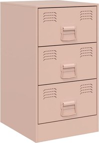vidaXL Κομοδίνο Ροζ 34,5x39x62 εκ. από Χάλυβα