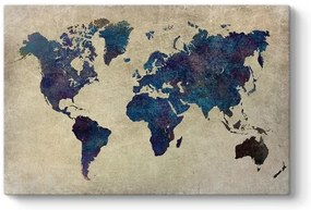 Πίνακας σε καμβά &quot;World Map&quot; Megapap ψηφιακής εκτύπωσης 125x80x3εκ.