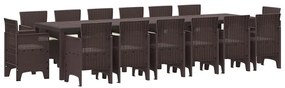 vidaXL Σέτ φαγητού για κήπο 15 pcs Καφέ Rattan Polt