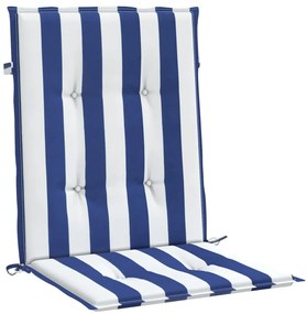 vidaXL Μαξιλάρια Καρέκλας Χαμ. Πλάτη 4 τεμ. Μπλε/Λευκά Ριγέ Υφασμάτινα