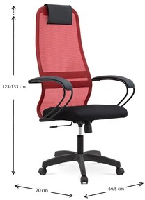 Καρέκλα γραφείου Prince Megapap με ύφασμα Mesh σε χρώμα κόκκινο - μαύρο 66,5x70x123/133εκ. - Ύφασμα - GP008-0005