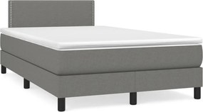 vidaXL Κρεβάτι Boxspring με Στρώμα &amp; LED Σκ.Γκρι 120x190εκ. Υφασμάτινο