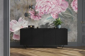Μπουφές Sky Μαύρο Ματ + Μαύρα Πόδια 190x83x42cm με 4 ντουλάπια &amp; τρίγωνα πόδια - BOG4589