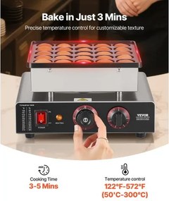 VEVOR 25PCS Mini Pancake Maker Commercial Electric Dutch Baker Poffertjes Grill