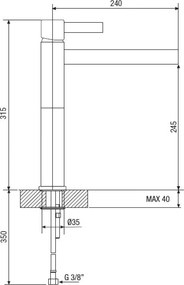 Orabella Icon 10109 Chrome - Μπαταρία επιτραπέζιου νιπτήρα