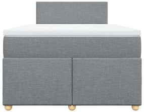 Κρεβάτι Boxspring με Στρώμα Ανοιχτό Γκρι 120x200 εκ. Υφασμάτινο - Γκρι