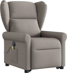 vidaXL Πολυθρόνα Μασάζ Ηλεκτρική Ανακλ.Taupe Υφασμάτινη