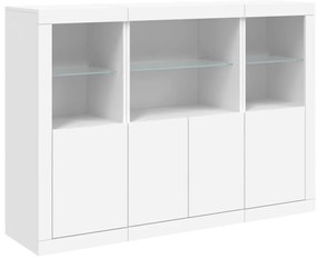 vidaXL Μπουφέδες με Φώτα LED 3 τεμ. Λευκοί από Επεξεργασμένο Ξύλο