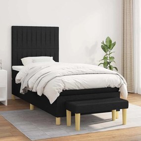 vidaXL Κρεβάτι Boxspring με Στρώμα Μαύρο 80 x 200 εκ. Υφασμάτινο
