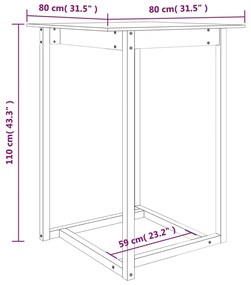vidaXL Τραπέζι Μπαρ Γκρι 80x80x110 εκ. από Μασίφ Ξύλο Πεύκου