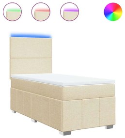 vidaXL Κρεβάτι Boxspring με Στρώμα Κρεμ 80 x 200 εκ. Υφασμάτινο