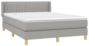 VidaXL Κρεβάτι Boxspring με Στρώμα Ανοιχτό Γκρι 140x200 εκ. Υφασμάτινο