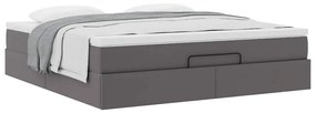 Οθωμανικό κρεβάτι με στρώμα Γκρι 180x200cm Faux Leather 3311054