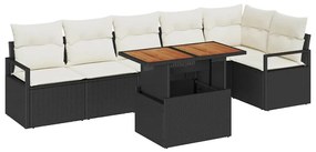 vidaXL Σέτ φαγητού για κήπο 7 pcs Μαύρο, Κρέμα 100 x 55 x 73 εκ
