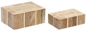 Κουτί-μπιζουτιέρα Home ESPRIT Λευκό Φυσικό Ρητίνη Ξύλο από Μάνγκο 18 x 13 x 7,5 cm (2 Τεμάχια)