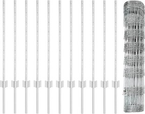 vidaXL Εξωτερική άγρια περίφραξη με στήλες 25 x 0,8 m Ασημί Δίχτυ