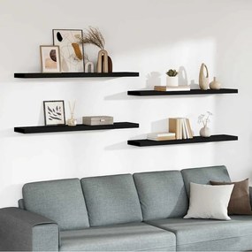 vidaXL Ράφια Τοίχου 4 τεμ. Μαύρα 120x23,5x3,8 εκ. MDF