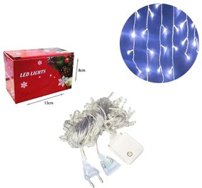 Χριστουγεννιάτικα Λαμπάκια Κουρτίνα LED 100L Ψυχρό Χρώμα με Διαφανές Καλώδιο 3m 40x50x60cm - Christmas lights LED white light