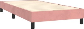 vidaXL Κρεβάτι Boxspring με Στρώμα Ροζ 80 x 200 εκ. Βελούδινο