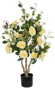Τεχνητό Δέντρο Roses 21073 50x50x90cm Yellow GloboStar Πολυαιθυλένιο,Ύφασμα