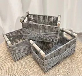 Σετ 3 Καλάθια Bamboo σε Γκρί 36x23x24cm,31x19x13cm &26x15x12cm Etoile AB-014B