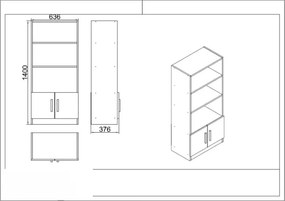 Stewehome σετ γραφείου 7 τεμαχίων με βιβλιοθήκες -λευκό 140x60x73.8 cm