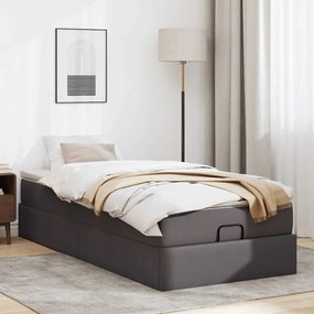 vidaXL Οθωμανικό κρεβάτι με στρώμα Γκρι 90x190cm Faux Leather